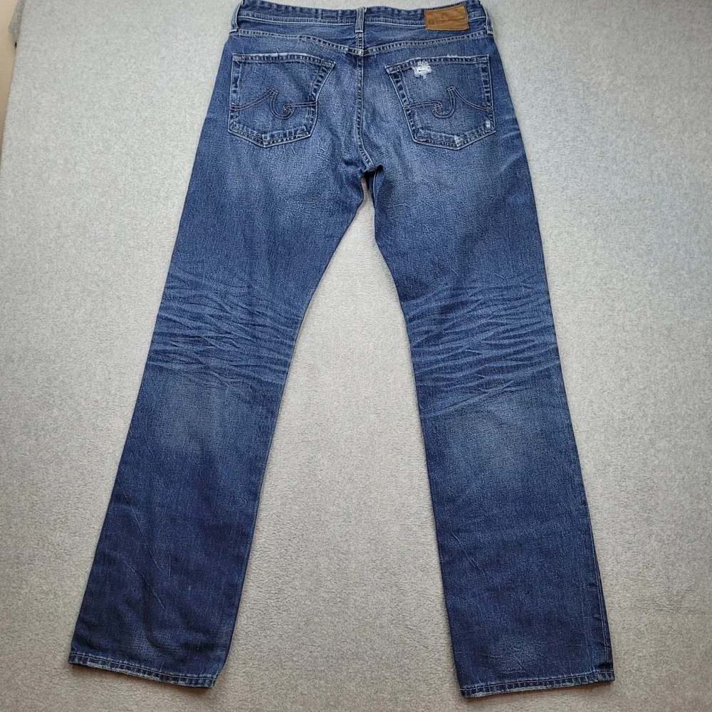 AG Adriano Goldschmied Protege Straight Leg Jeans Mens 33x34 Distressed Denim